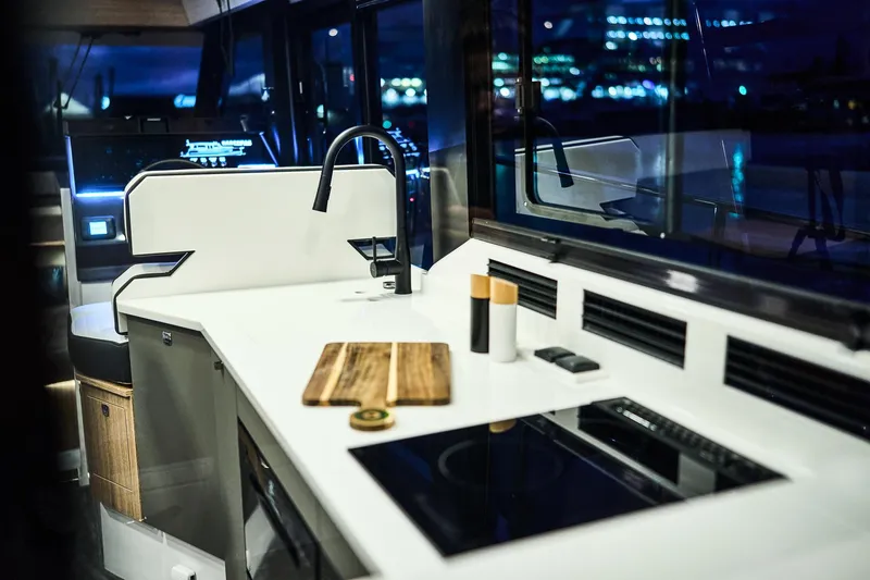 Slide: The Image of Modern kitchen interior of 2025 Northman 1300 yacht with sleek design and appliances. - 40
