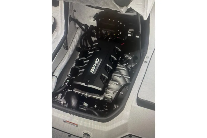 Slide: The Image of 2026 Yamaha Boats 195S engine compartment showcasing powerful SVHO engine. - 6