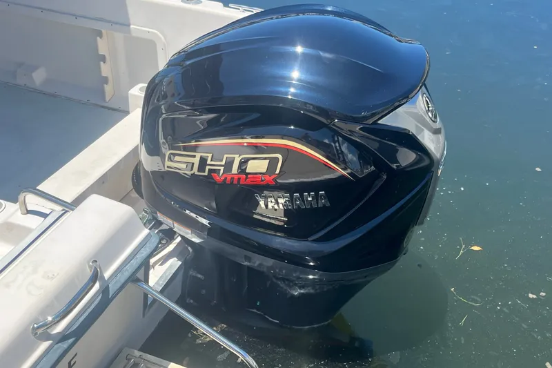 Slide: The Image of Yamaha SHO VMAX outboard motor on a 1994 Grady-White Escape 209 boat. - 7
