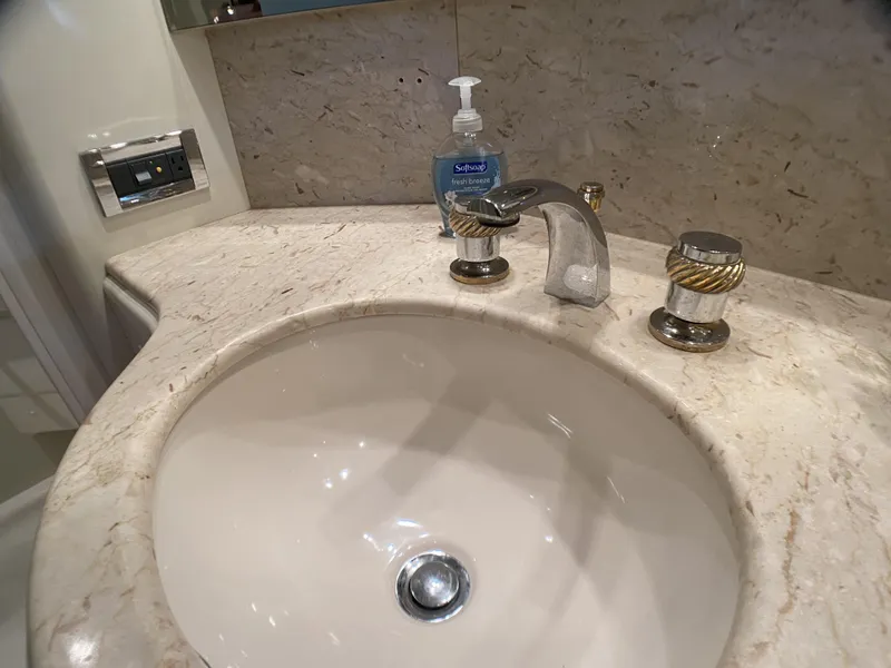 Slide: The Image of Marble sink and faucet in 1999 Azimut 85 Ultimate yacht bathroom. - 43