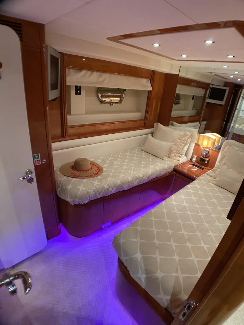 Slide: The Image of Interior of 1999 Azimut 85 Ultimate yacht with twin beds and ambient lighting. - 40
