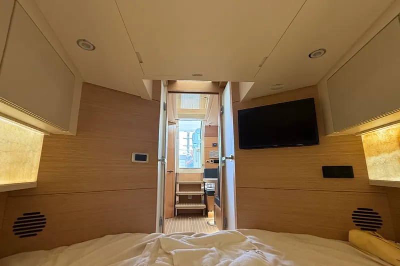 Slide: The Image of Luxurious interior of 2021 Scout 530 LXF yacht cabin with modern amenities. - 39