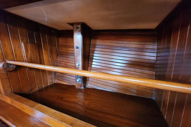 Slide: The Image of Wooden interior of 1979 Hans Christian 38 Traditional sailboat, showcasing polished craftsmanship. - 23