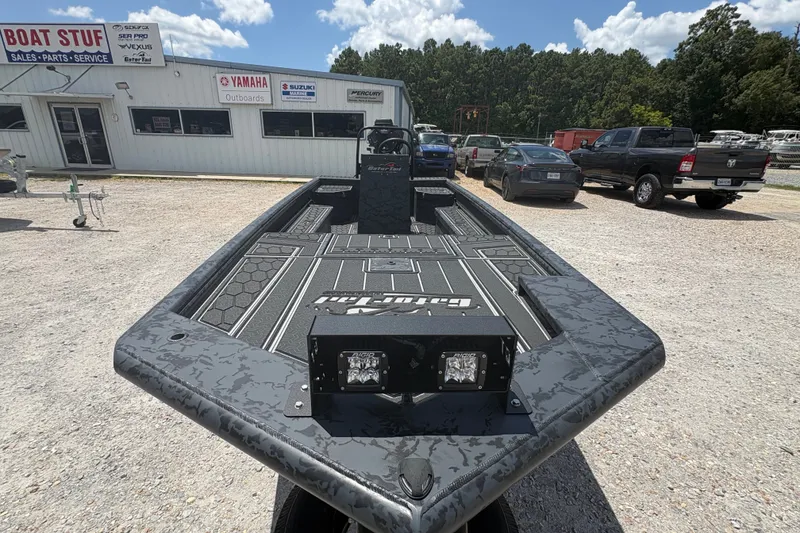 Slide: The Image of 2027 Gator Tail 1860 CC Extreme boat at dealership, featuring rugged design and advanced features. - 3