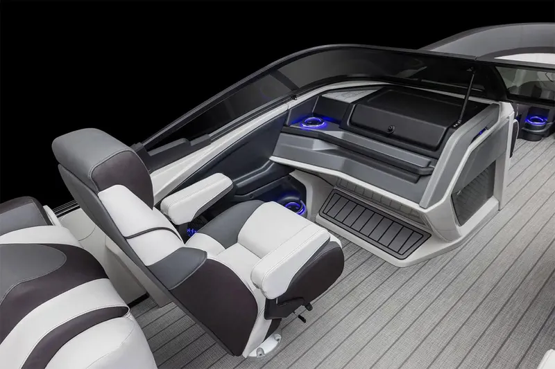 Slide: The Image of Manufacturer Provided Image: 2025 Tahoe Pontoon Cascade Quad Lounger interior with modern seating and sleek design. - 7
