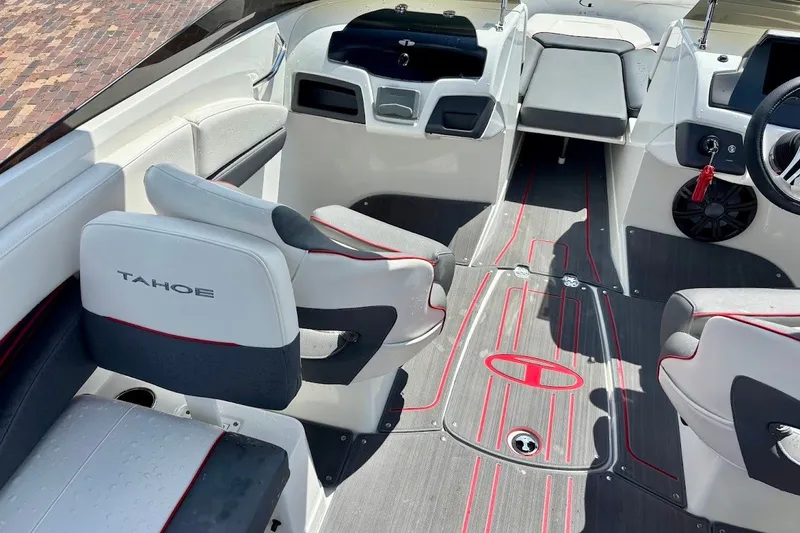 Slide: The Image of Interior of 2023 Tahoe 210 S Limited boat with stylish seating and modern design. - 20
