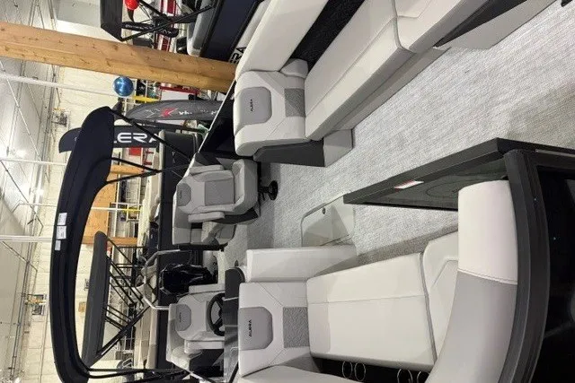 Slide: The Image of Modern Alera A24Q 2027 boat interior with sleek seating and stylish design. - 10