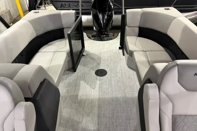 Slide: The Image of Luxurious interior of 2027 Alera A24Q boat with plush seating and modern design. - 13