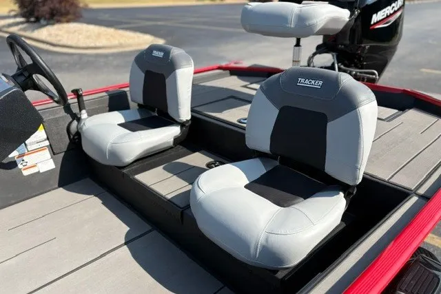 Slide: The Image of 2027 Tracker Pro 170 boat seats with steering wheel, showcasing modern design and comfort. - 20