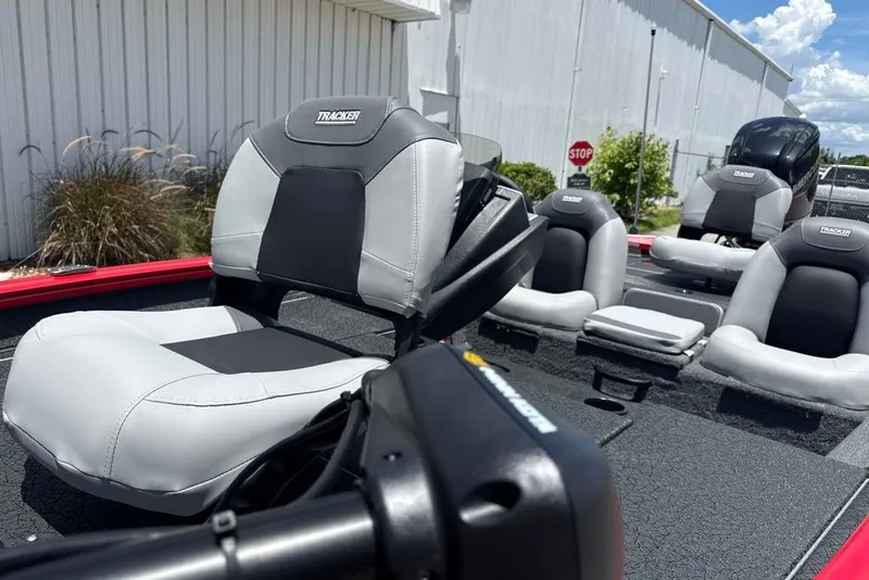 Slide: The Image of 2027 Tracker Pro Team 175 boat seats, featuring sleek design and comfortable upholstery. - 45