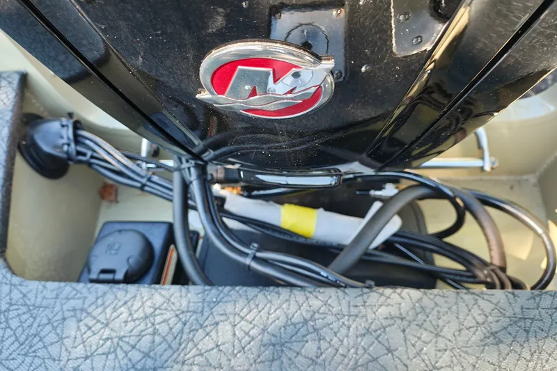 Slide: The Image of 2027 Tracker Pro Guide V-175 Combo boat engine and wiring details. - 27