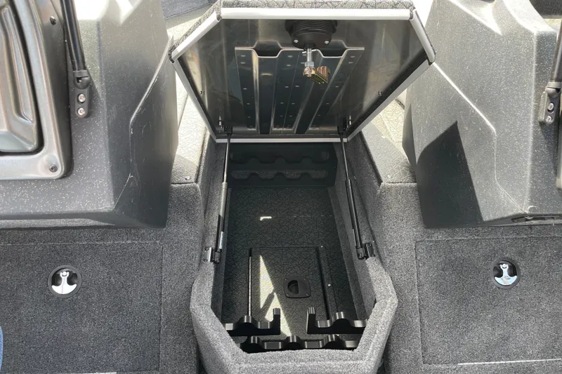 Slide: The Image of Open storage compartment in 2027 Tracker Pro Guide V-175 Combo boat. - 23
