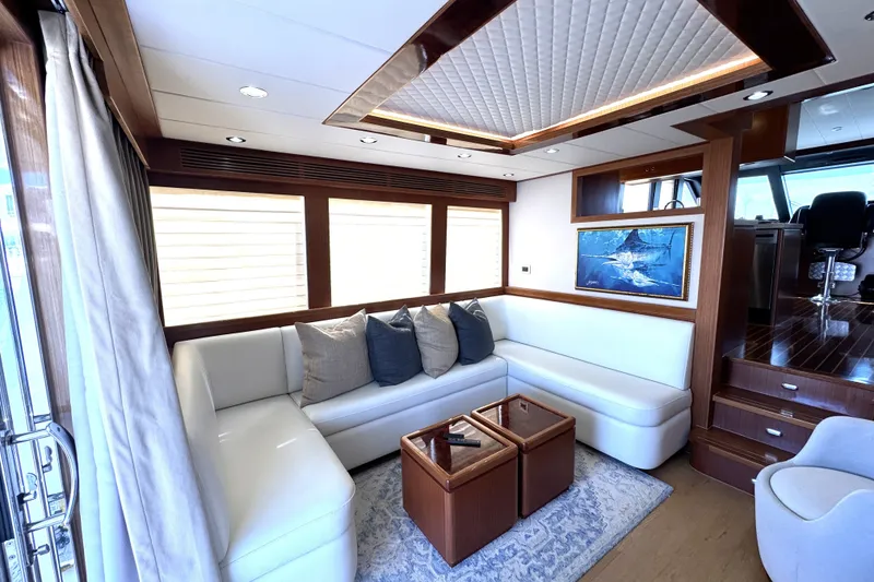 Slide: The Image of Luxurious interior of 2023 Apollonian Yachts 52 Pilothouse with elegant seating and decor. - 33