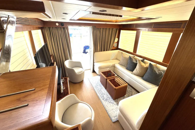 Slide: The Image of Luxurious interior of 2023 Apollonian Yachts 52 Pilothouse with elegant seating and decor. - 32
