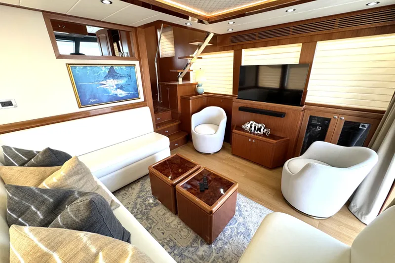 Slide: The Image of Luxurious interior of 2023 Apollonian Yachts 52 Pilothouse with elegant seating and modern decor. - 35