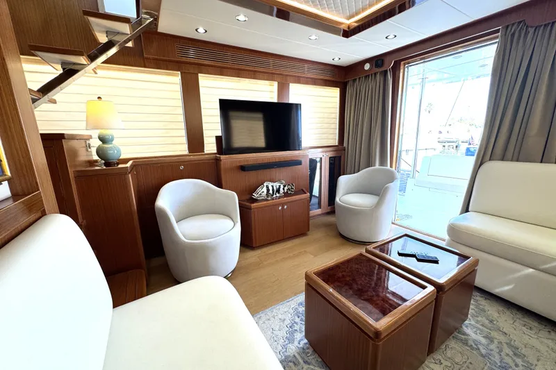 Slide: The Image of Luxurious interior of 2023 Apollonian Yachts 52 Pilothouse with modern furnishings and elegant decor. - 34