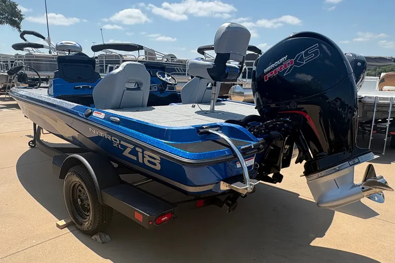 The Image of 2027 Nitro Z18 XL boat with Mercury Pro XS engine on display. - 0
