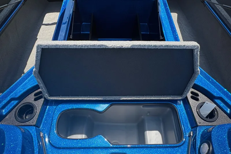 Slide: The Image of 2027 Nitro Z18 XL boat storage compartments, featuring blue metallic finish and spacious design. - 10