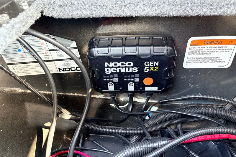 Slide: The Image of NOCO Genius GEN 5X2 battery charger in 2027 Tracker Pro Guide V-175 Combo boat. - 42
