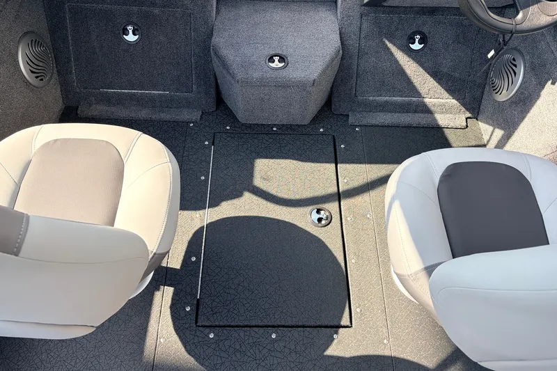 Slide: The Image of Interior of 2027 Tracker Pro Guide V-175 Combo boat with seating and storage. - 21