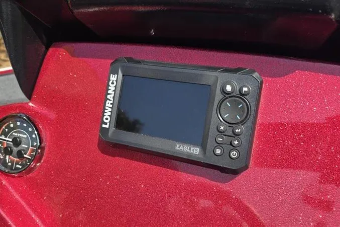 Slide: The Image of Lowrance device on red Nitro Z18 XL 2027 dashboard. - 8