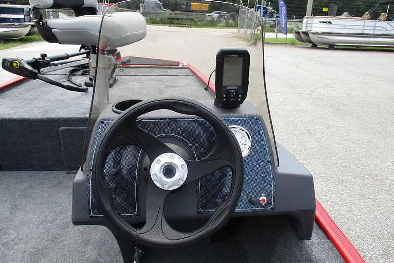 Slide: The Image of Steering console of 2027 Tracker Bass Tracker Classic XL boat with fish finder. - 21