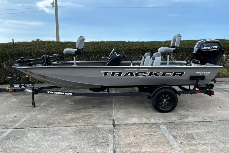 The Image of 2027 Tracker Pro Team 175 fishing boat with Mercury engine on trailer. - 0