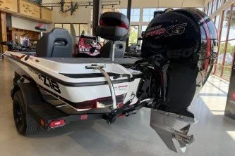 Slide: The Image of 2027 Nitro Z18 XL Pro boat with powerful outboard motor in showroom. - 1