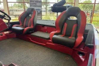 Slide: The Image of 2027 Nitro Z18 XL Pro boat interior with red and black seating. - 3