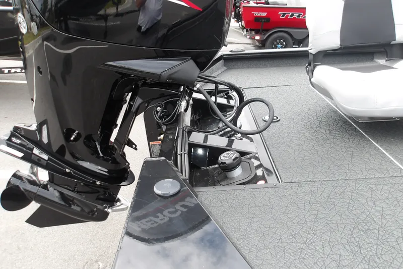 Slide: The Image of 2027 Tracker Pro Team 175 boat engine and seating area, showcasing modern design and functionality. - 20