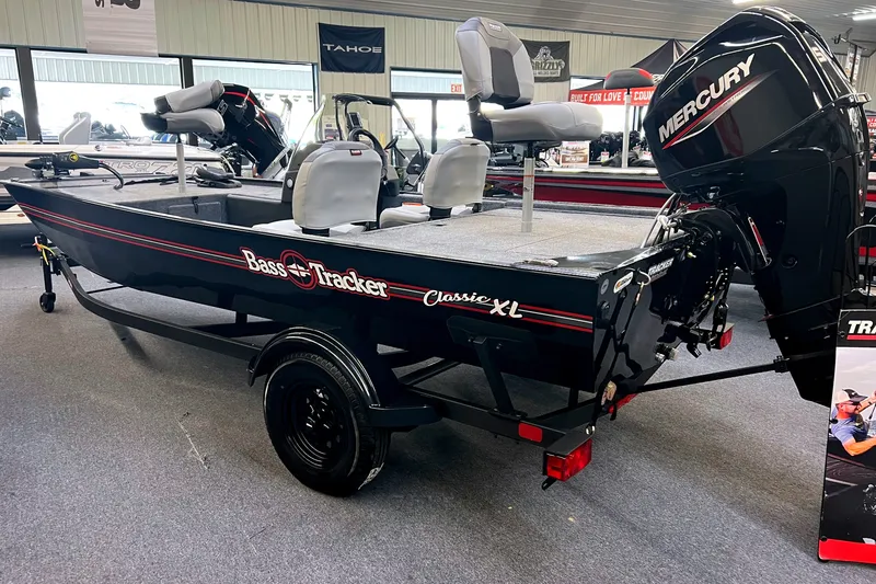The Image of 2027 Tracker Bass Tracker Classic XL boat with Mercury engine in showroom. - 0