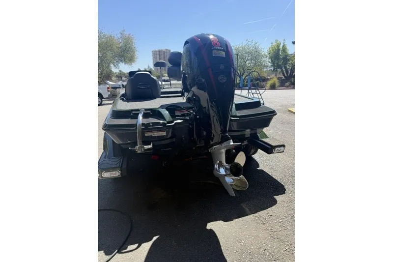 Slide: The Image of 2027 Nitro Z18 XL Pro boat with powerful outboard motor, parked outdoors. - 3