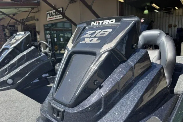 Slide: The Image of 2027 Nitro Z18 XL Pro boat displayed at dealership. - 11
