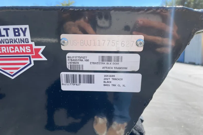 Slide: The Image of 2027 Tracker Bass Tracker Classic XL boat identification labels and stickers. - 62