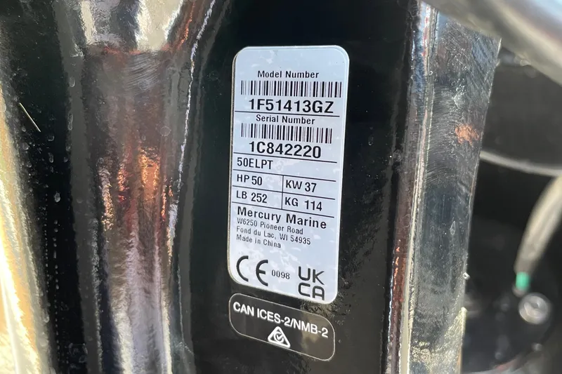Slide: The Image of Label on 2027 Tracker Bass Tracker Classic XL, displaying model and serial numbers. - 63