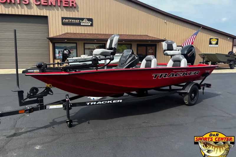 The Image of 2027 Tracker Pro Team 175 boat in red, displayed at D&R Sports Center. - 0