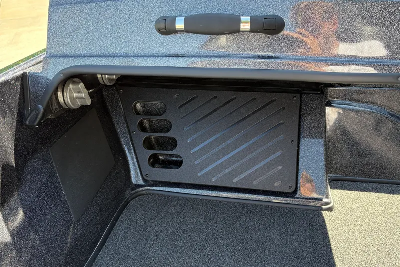 Slide: The Image of Interior view of a 2027 Nitro Z18 XL boat compartment with sleek design and storage space. - 39