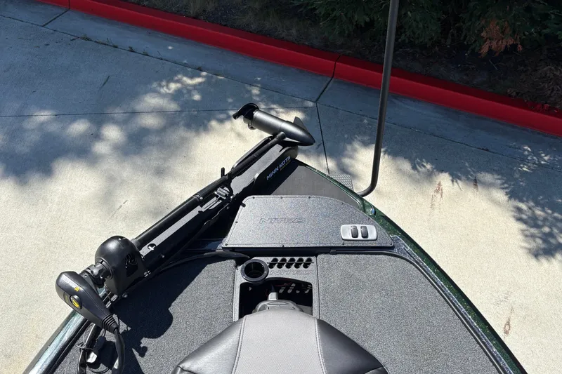 Slide: The Image of 2027 Nitro Z18 XL boat deck with trolling motor and control panel. - 16