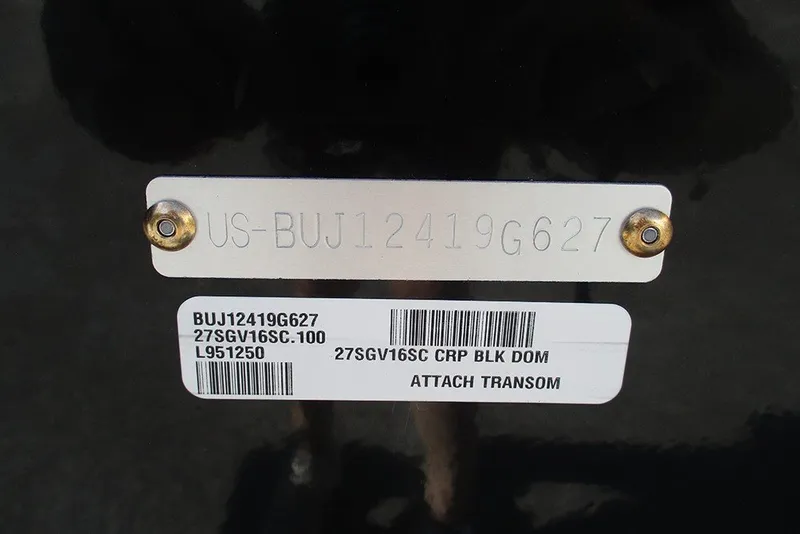 Slide: The Image of Hull identification number on a 2027 Tracker Super Guide V-16 SC boat. - 20