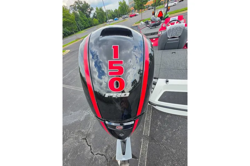 Slide: The Image of Outboard motor on a 2027 Nitro Z18 XL boat, featuring "150 PRO" branding. - 6