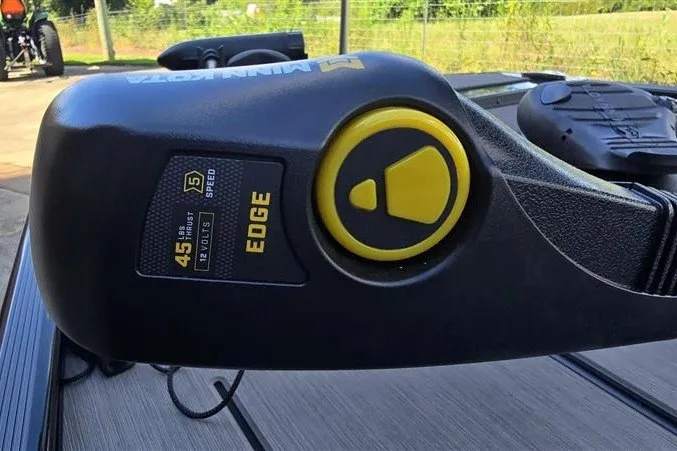 Slide: The Image of Minn Kota Edge trolling motor on 2027 Tracker Pro 170 boat, featuring 45 lbs thrust. - 36