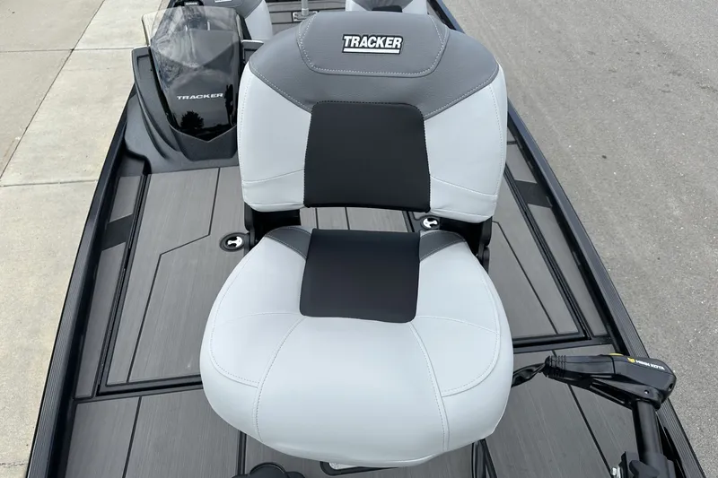 Slide: The Image of 2027 Tracker Pro 170 boat seat with sleek design and modern upholstery. - 22