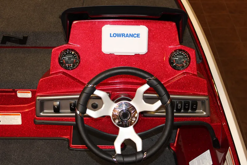 Slide: The Image of Steering console of 2027 Nitro Z18 XL boat with Lowrance display and gauges. - 5
