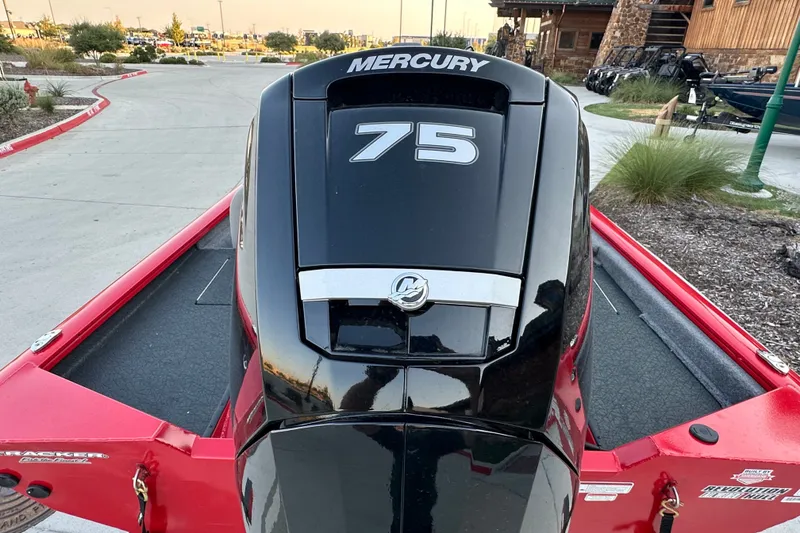 Slide: The Image of 2027 Tracker Pro Team 175 with Mercury 75 engine on red trailer. - 22