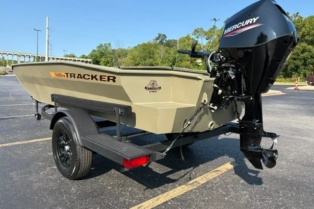 Slide: The Image of 2027 Tracker Grizzly 1553 Timber boat with Mercury engine on a trailer. - 20