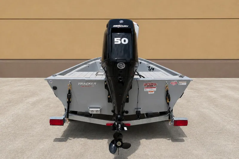 Slide: The Image of 2027 Tracker Bass Tracker Classic CC boat with Mercury 50 engine, rear view. - 13