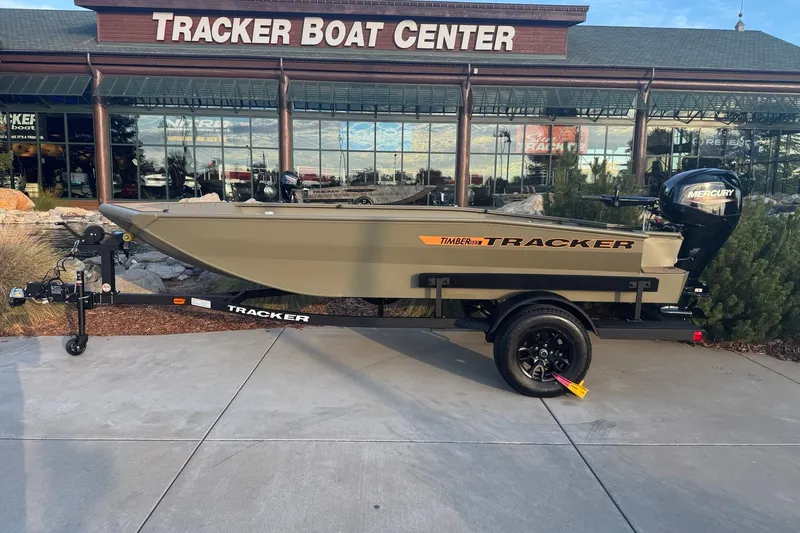 The Image of 2027 Tracker Grizzly 1553 Timber boat on trailer at Tracker Boat Center. - 0