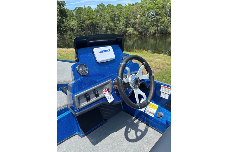 Slide: The Image of Steering console of a 2027 Nitro Z18 XL boat with Lowrance electronics. - 1