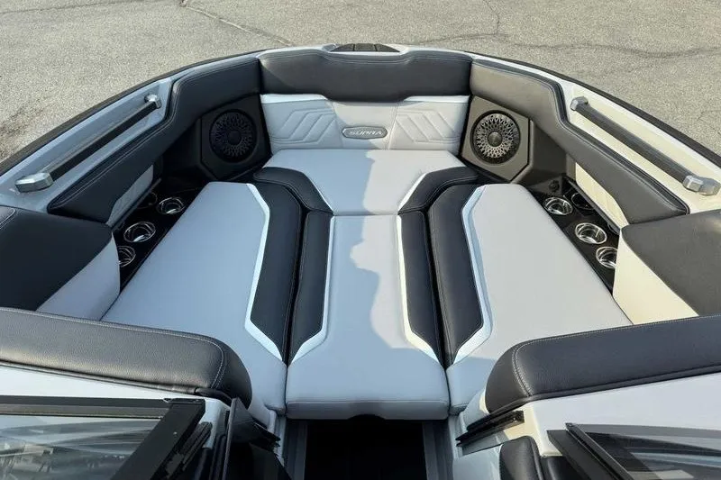 Slide: The Image of Luxurious interior of 2027 Supra R225 boat with sleek seating and modern design. - 5