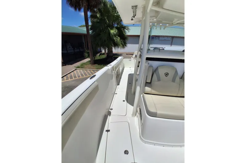 Slide: The Image of 2020 Century 3200 Center Console boat interior with seating and sleek design. - 23